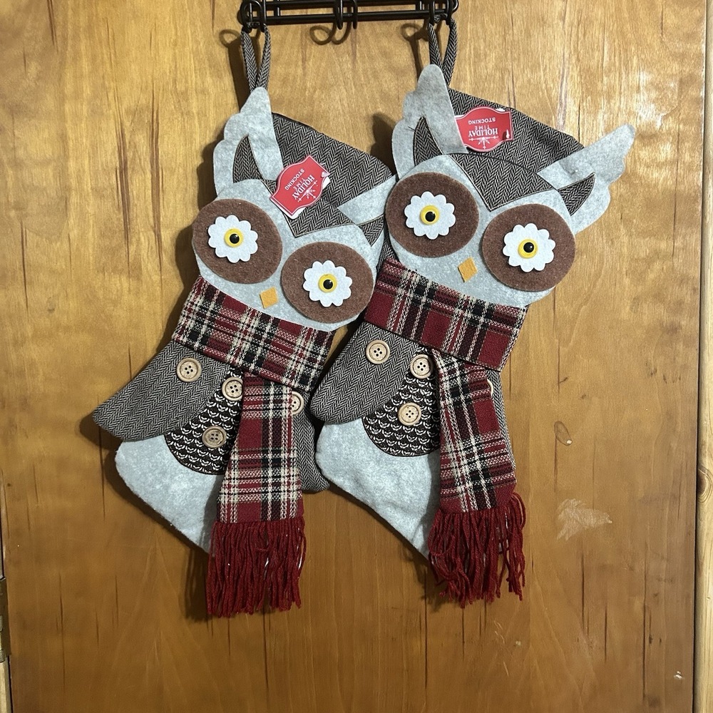 Holiday Time OWL Christmas Stocking Set of 2